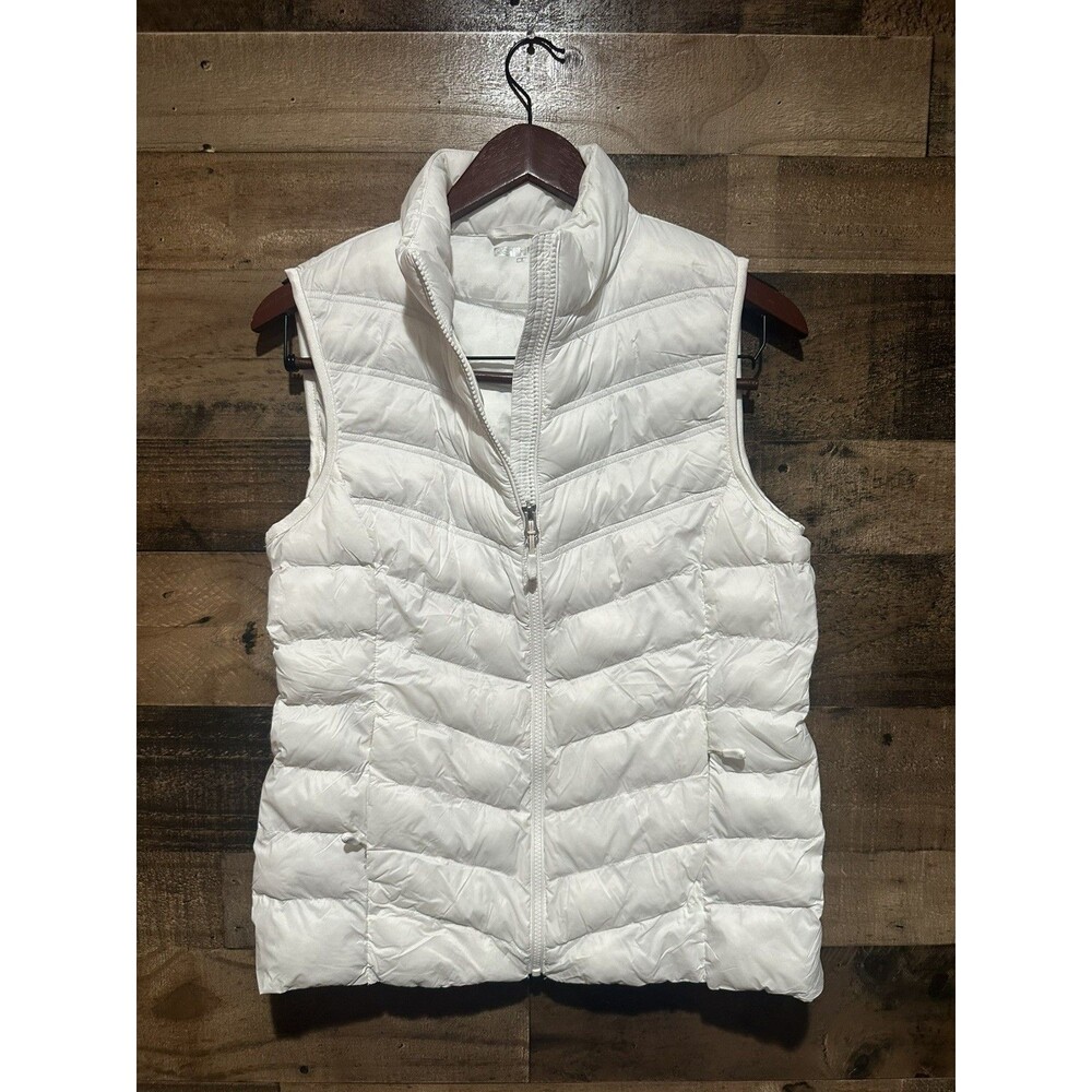 32 Degrees HEAT Women's S White Lightweight Puffer Vest Zip Front Sleeveless